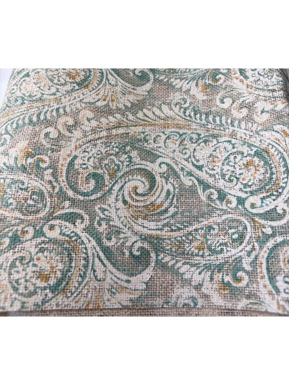 Decorative Upholstery Fabric 26”x19” Paisley Teal/Gold/White Multi-Purpose Desig